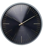 Wm Widdop INTERVAL Black & Gold Wall Clock 40cm Round Modern Decor