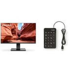 KOORUI 24 Inch FHD Monitor, Ultra-slim Bezels, 75Hz, VA Display, 5ms, Low Blue Light, 75 x 75 mm & Nedis Numeric Keypad Wired with USB Plug, Black