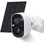 Caméra Surveillance WiFi Extérieure sans Fil Solaire, Camera WiFi Batterie avec Vision Nocturne Couleur, Détection de Mouvement pir, Sirène,