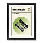 Book Cover Frankenstein Mary Shelley Modern Framed Wall Art Print, Ready to Hang Picture for Living Room Bedroom Home Office Décor, Black A4 (34 x 25 cm)