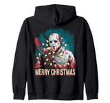 Merry Christmas Horror Fan Slasher 80s-Themed Zip Hoodie