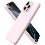 ORNARTO Compatible with iPhone 16 Pro Max Case 6.9", Slim Liquid Silicone 3 Layers Full Covered Soft Gel Rubber 16 Pro Max Phone Cases Cover 6.9 inch-Chalk Pink