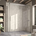 Paroi de douche fixe + Porte coulissante LUNA 105 cm  Paroi laterale : 66.5 - 69 cm