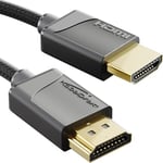 KabelDirekt Câble HDMI 2.1 8K/4K – 0,6 m – Câble fin ultra fin avec tressage FlexMesh (8K @ 60Hz, 48 Gbit/s, dernier standard, câble de jeu pour PC/PS5/Xbox, moniteur, TV/projecteur, noir)