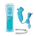 Bleu Telecommande Avec Motion Plus + Nunchuck Compatible Nintendo Wii