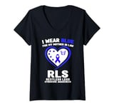 Womens I Wear Blue for My Mother in Law RLS Restless Legs Syndrome V-Neck T-Shirt