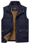 TACVASEN Mens Body Warmers Thermal Fleece Vests for Men Multi Pockets Outerwear Gilets Outdoor Windproof Warm Quilted Gilet Navy Blue,3XL