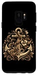 Coque pour Galaxy S9 Symbole de la mer ancre cool dans un style Art nouveau style Noël