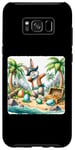 Coque pour Galaxy S8+ Lapin de Pâques pirate à la recherche d'un trésor. île