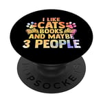 I Like Cats Books Cute Read Book Lover Lover PopSockets PopGrip Interchangeable
