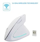 Tech Stor3 Souris Verticale sans Fil Optique sans Fil 6 Touches Design Ergonomique - Prévient Le Trouble du Canal carpien - Couleur Noire avec rétroéclairage coloré - Bulk Pack Mouse Verticale Bianco