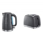 Russell Hobbs Honeycomb Kettle and 2 Slice Toaster,Rapid Boil, Grey