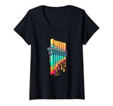 Womens Dripping Paint Pan Flute Instrument Pan Flautist Flutist V-Neck T-Shirt