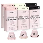 Grind Variety Blend Coffee Pods – Pack of 60 Coffee Capsules – Light, House and Dark Blend – Nespresso® Original Machine Compatible Pods – Home-Compostable Coffee Pods – All Intensity Levels