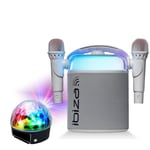 Pack Karaoké Enceinte Bluetooth sur batterie Ibiza KARAHOME-WH 120W USB SD 2 micros - Effet Lumière Astro LED RGB PARTY-ASTRO6