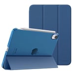 MoKo Case Fit New iPad Mini 6 2021 (6th Generation, 8.3-inch) - Slim Lightweight Hard Clear Back Shell Stand Cover with Translucent Frosted Back Protector, with Auto Wake/Sleep, Navy Blue