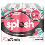 Splesh by Cusheen 3-ply Toilet Roll - Watermelon Fragrance (72 Pack) Soft, Quilted Bulk Toilet Rolls, Toilet Tissue and Loo Rolls – Eco-Friendly Toilet Paper Sustainably Crafted in The UK