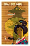 AIRLINES SWISSAIR JAPAN JAPON Rncc-POSTER 40x60cm d'une AFFICHE VINTAGE