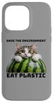 iPhone 14 Pro Max Save The Environment Eat Plastic Funny Microplastics Cat Case