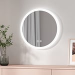 EMKE Miroir Salle de Bain LED Rond 50 cm, avec Interrupteur Tactile, Fonction Anti-buée, Trois Couleurs claires