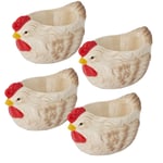 4x Country Hen Shape Egg Cups Holder Hard Soft Boiled Egg Ceramic Chicken Holder