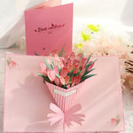 Foldable Tulips Bouquet Greeting Card Paper Message Card  Valentines Day