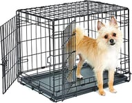 New World B24 Cage pour chiens de petite taille, ment améliorée, 60,96 cm, double porte, comprenant un plateau étanche, des pieds protégeant le sol et de s caractéristiques brevetées