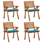 Qualité luxe© | Lot de 4 Chaises d'extérieur avec coussins & Chaise de relaxation Fauteuil de Camping & Bois de teck solide |789247