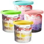 BYKITCHEN Creami Deluxe Tubs for Ninja NC501UK, Ice Cream Tubs, Ice Cream Containers with Lids, 4 Pack, Dessert Pint Tubs, Creami Accessories Compatible with Ninja Creami Deluxe NC501UK