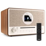 Audizio Lucca stereo DAB-radio med CD-spelare, internetradio, Bluetooth och MP3-spelare - Brun, Kombo radio - Internetradio FM och DAB samt CD och Bluetooth