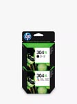 HP 304 XL Black & Tri-Colour Original Ink Cartridges, Pack of 2, Instant Ink Compatible