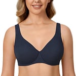 DELIMIRA Femme Soutien Gorge Minimiseur Forte Poitrine Invisible Grande Taille avec Armature Saphir chiné 105C