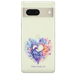 Coque compatible Google Pixel 7 phenix et coeur personnalise