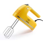 Freestanding Silent Electric Hand Mixer 5 Speed Handheld Whisk for Kitchen Baking Cake Mini Egg Cream Food Beater Includes Beaters, Dough Hooks, Yellow