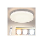 Gbly - Plafonnier led Panel led Dimmable 18W Ø22CM Rond Lampe de salle de bain avec télécommande IP54 Lampe de couloir pour cuisine couloir salle de