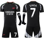 2024-2025 Arsenal Bortalag Barn Vuxen Svart Fotbollströja Set med Strumpor Nr.7 SAKA-Xin No.7 SAKA 26