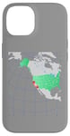 Coque pour iPhone 14 Carte des États-Unis et de l'Amérique du Nord. Rouge surligné Californie