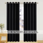 PONY DANCE Rideau Occultant Thermique - Décoration de Fenêtre Isolation Froid Draperies Lourd Laisser Tomber pour Maison Chambre, 167 Largeur X 228 Hauteur, Noir, 2 Pcs