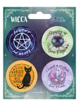 WICCAN 4 Vinyl Sticker Set pentagram witch black cat magic crystal cauldron gift