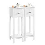 Yaheetech Lot de 2 Tables d'Appoint Console en Bois Blanc Bout de Canapé Haut Laqué 25 x 25 x 70 cm Table de Chevet pour Chambre Salon Entrée