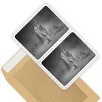 2 x Rectangle Stickers 10cm BW - Caracal African Lynx Cat #38978