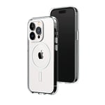 RhinoShield Coque Clear Compatible avec Magsafe pour [iPhone 14 Pro] | Force magnétique supérieure, Haute Transparence et résiste au jaunissement. Personnalisable - Blanc Contour objectifs Photo