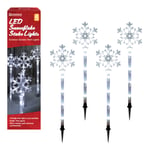 Snowflake Stake Lights Bright White Outdoor Garden Christmas Xmas LED Lights 4Pc