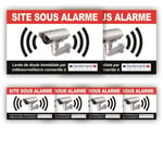 Autocollant Alarme Maison Video Surveillance - Système relié Gendarmerie - x6 : 150x100mm (x2) + 75x50mm (x4) - GRBN