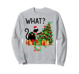 Cat What Xmas Lighting Black Cat Pushing Christmas Tree Sweatshirt