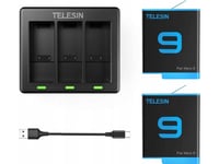 Telesin Three-Channel Charger For Gopro Hero 9 / Hero 10 + 2 Batteries (Gp-Btr-903)