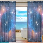 ALAZA Sheer Voile Curtains, Colorful Space Star Nebula Polyester Fabric Window Net Curtain for Bedroom Living Room Home Decoration, 2 Panels, 78 x 55 inch