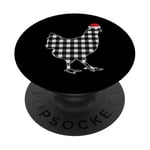 Chemise de Noël poulet noir et blanc Buffalo Plaid Pyjama PopSockets PopGrip Adhésif