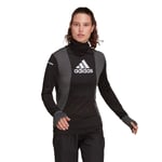 adidas Block LS Tee W Str. L - Dame T-skjorte i Svart for Komfortabel Løping