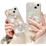 IC Hjärta telefonfodral, Söt Laser Love Hearts Form iPhone 13 Pro Max Fodral, Regnbågsfärgad 3D Hjärta Glitter Transparent fodral med Radiumark, Smalt Tunnt Mjukt